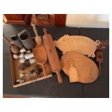 Assorted Wooden Kitchen Utensils and Accessories