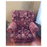 Floral Upholstered Armchair with Wood Legs