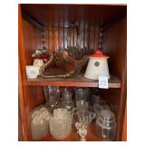 Mixed Glassware Assortment Including Pressed Glass, Cut Crystal, and Art Glass