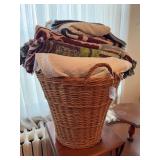 Woven Wicker Basket with Assorted Linen