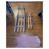 Three Vintage Wooden Sleds