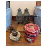 Pair of Metal Lanterns with Accessories