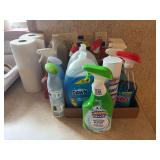 Assorted Household Cleaning Supplies: Dawn, Lysol, Scrubbing Bubbles, and More