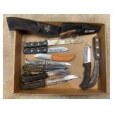 Assorted Knives Including Buck, Remington, and Old Timer with Sheaths