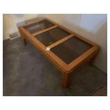 Wood Framed Coffee Table with Inset Glass Panels