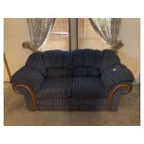 Upholstered Sofa with Wooden Accents