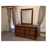 Wooden Dresser and Mirror