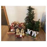 Holiday Assortment with Santa Mugs, Teapot, Snowman Figures, and Trees