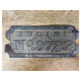 Engine No. 9722 Nameplate