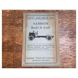 1920 Samson Model 25 Truck Parts + Price List