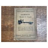 1920 Samson Model 15 Truck Parts + Price List