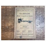 1922 Samson Model 15 + E15 Truck Parts + Price List
