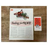 (2) 1927 Collins Plow Co. Eli Baling Presses Sales Literature