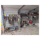 Garage Wall Contents Lot.. Chains, Ropes ,Binders, and Misc Fittings