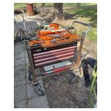 Hydraulic press and spreader with tool cart