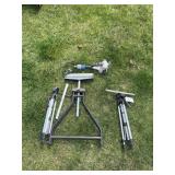 Roller saw horse and two tripod with saw horse bars / electric surface grinder