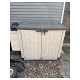 58 inch wide exterior storage shed with contents
