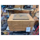 Wooden storage box for with mix of tools