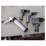 (4) Air Compressor Tools - Drills/Wrench/Caulking