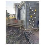 Wood bench and wood trellis