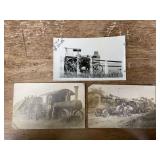 (3) Steam Engine Postcards and OilPull Tractor Photo