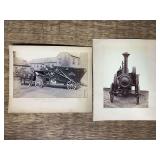 (2) Geiser Steam Engine + Threshing Machine Photos