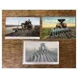 (3) Steam Engine Plowing Postcards