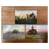 (3) Steam Engine Postcards
