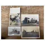 (4) Tractor, Steam Engine, Crawler, Steam Shovel Postcards + Photos