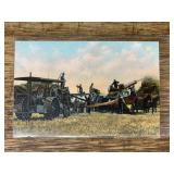 Steam Engine + Threshing Machine Postcard