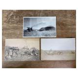 (3) Threshing Postcards