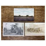 (3) Tractor Postcards