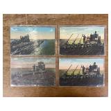 (4) Steam Engine Plowing Postcards