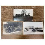 (3) Steam Engine + Tractor Postcards