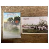 (2) Gas Traction Co. + Bull Tractor Postcards