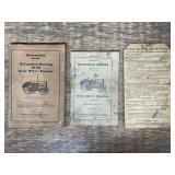 (3) IHC McCormick-Deering Tractor Manuals + Lubrication Card