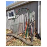 Welcome Trellis, Chicken Wire, Small Cage, & Hand Garden Tools