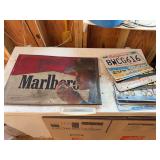 Marlboro Sign and Assorted License Plates