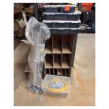 Shelves, Compressor, & Storage Boxes