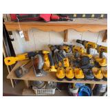 Assorted Dewalts Drills, Sawzall, Batteries, & More