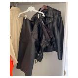 Leather Coat, Chaps, & Gloves