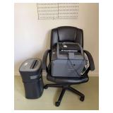 Desk Chair, Paper Shredder, and Printer