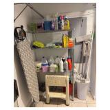 Assorted Household Cleaning Products & Shelf