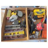 Assorted Small Saws, Chalk Lines, Levels & Dowel Drill