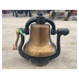 Howard Bros. Cast Iron & Brass Hand Crank Steam Engine Signal Bell