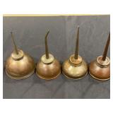 (4) Vintage Brass Oil Cans with Long Spouts