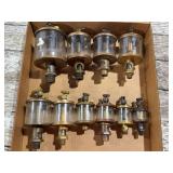 Assortment of Lunkenheimer & Detroit Lubricator Glass Drip Oilers