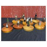 Vintage Spark Plug Display Collection on Wooden Bases