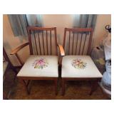 Wooden Armchair with Floral Needlepoint Cushion