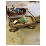 Metal Wagon with Assorted Tools and Hardware